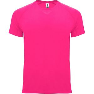 Fluorescent Donkerroze unisex sportshirt korte mouwen Bahrain merk Roly maat 3XL