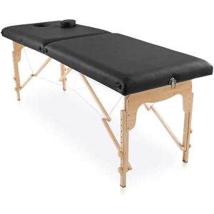 Lichtgewicht Opvouwbare Massagetafel met Draagtas - Hout, Zwart