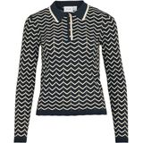 Vila Trui Viellora Polo Pointelle Knit To 14111956 Navy Blazer/birch Dames Maat - S