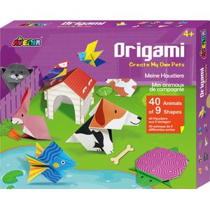 Avenir Origami: MIJN EIGEN HUISDIEREN, 40 vouwpapieren, 8 modellen, in doos, 4+