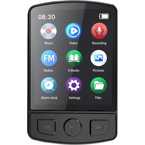 DrPhone MX7 Audio MP3/ MP4 Speler met Clip & Scherm - Bluetooth 5.2 - 8GB Interne Geheugen - Audio – Films – Wekker – FM Radio - Audio Speler – MP3 Speler - E-Books – Zwart
