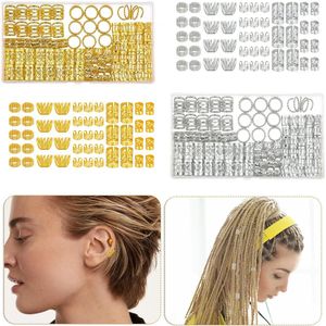 2 sets van 100 stuks - haarklem - haar accessoires vrouwen - haar ringen - Viking haaraccessoires - Verstelbare dreadlocks - Metalen kralen - Vlechtsieraden - Spiraal - Voor haarkralen - Vikingen - Spiraalvormige spiralen - goud en zilver