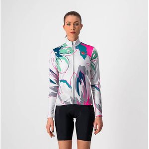Castelli Fietsshirt lange mouwen Dames Zilver Multikleur - UNLIMITED W THERMAL JERSEY SILVER GRAY TEALBLUE FLOWERS - M