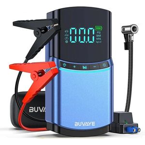 Buvaye - Jumpstarter voor Auto - Startkabels - Starthulp - Luchtcompressor - 4 in 1 - 12V - Jumpstarters - Powerbank 10000mah - 2000A - Blauw