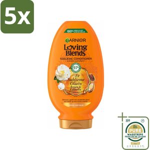 5 x Garnier Loving Blends Argan- en Cameliaolie Conditioner 250 ml - Grootverpakking - Droog Haar - Dof Haar - Arganolie - Camelliaolie - Haarvoeding