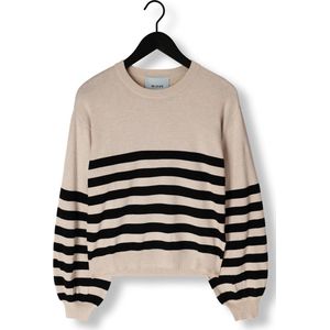 Minus Perla Striped Knit Pullover Truien & vesten Dames - Sweater - Hoodie - Vest- Beige - Maat XXL