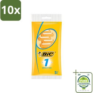 10 x Bic - Scheermesjes - Sensitive - Enkel Mesje - Wegwerpmesjes - 5 Scheermesjes - Grootverpakking - Wegwerpscheermesjes - Scheermesjes Voor Mannen - Gevoelige Huid - Scheermesje - Scheermesjes