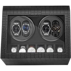 Luxe Alligator 2-in-1 Automatische Horloge Winder Doos - Voor 4 Automatische horloges + 6 voor opslag - Opbergbox horlogedoos - Horlogeopwinder - Horlogebox - Kerst cadeau