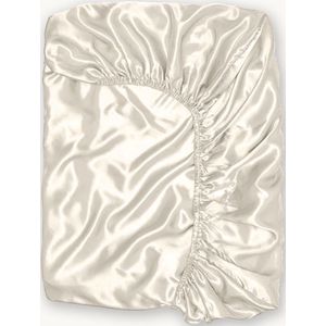 Y-NOT™ - Beautysilk Glans satijnen - Hoeslaken - Crème - 140x200+30cm 2-Persoons - Hoekhoogte 30cm - 100gsm Satijn- 30 dagen proefslapen