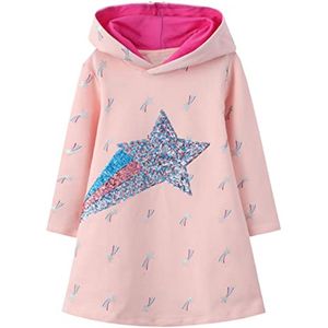 Meisjes Jurk met Capuchon - Sweatshirt met Lange Mouwen voor Kinderen van 2 tot 7 Jaar - Geweldig voor Lente en Herfst