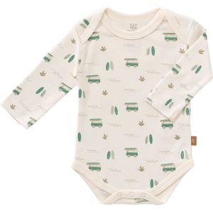 Fresk Romper met Lange Mouwen – 6-12 m – Kraamcadeau Babykleding – Biologisch Katoen – Mintgroen – Surf Boy