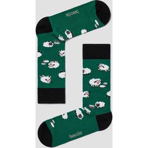 Grappige Sokken Groen met Schaapjes in Bio katoen maat 41-46 - Groene sokken - Schaapjes - Zacht - Trendy geschenk - Trendy Cadeau - Verjaardag - Geschenk - Kerst