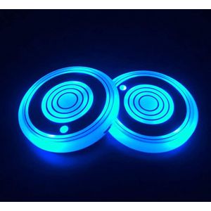Geschikt voor LED-autobekerhouderlamp met 7 kleuren, USB-oplaadpad, waterdichte onderzetter, LED-sfeerverlichting voor in de auto, decoratieve verlichting, accessoires voor binnenverlichting (2 stuks)