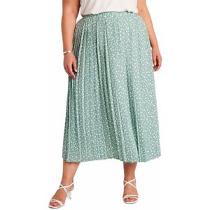 Geplooide lange rok, stippenprint