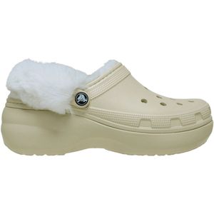 Crocs - Classic Platform Fuzz Lined Clog - Bone - Klomp