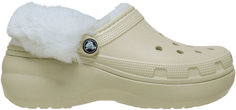 Crocs - Classic Platform Fuzz Lined Clog - Bone - Klomp