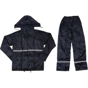 Regenpak Large- Blauw - Zwart- Inclusief Broek & Jas capuchon- Lichtgewicht Regenkleding voor Fietsen, Wandelen