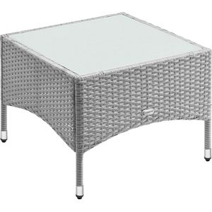 CASARIA Bijzettafel - Polyrattan Buiten Koffietafel 58x58x42cm - Grijs