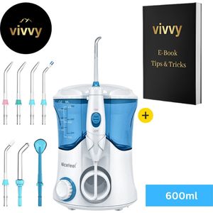 Tandsteen Verwijderaar - Tandplak Verwijderaar 9 In 1 - Tandarts Setje Met 7 Opzetstukken – Monddouche Waterflosser Professioneel – 600 Ml Watertank