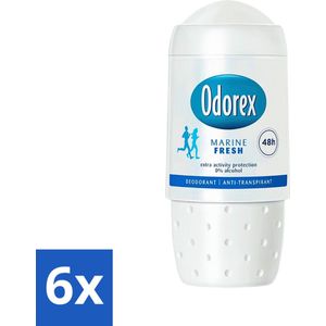 6 x Odorex - Deodorant Roller - Marine Fresh - Verfrissende Bescherming - 50 ml - Deodorant - Antitranspirant - Alcoholvrij - Deodorant Roller - Frisse Geur