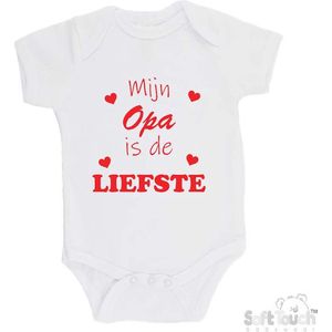 100% katoenen Romper ""Mijn Opa is de liefste"" Unisex Katoen Wit/rood Maat 56/62