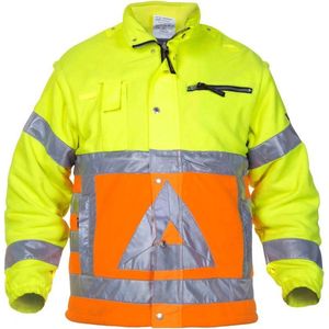 Hydrowear - Fleecejack Verkeersregelaar Florence - Hi-Vis Geel/Oranje - 100% Polyester Polar Fleece