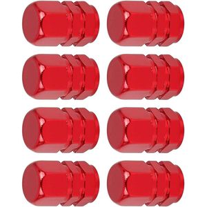 Auto 8 stuks Rode Band Stuurpen Valve Caps Wiel Klep Covers Stofdicht Hexagon Vorm Aluminium Band Cap voor Auto - Rood - Duurzaam - Eenvoudig te Installeren
