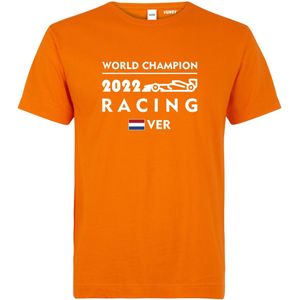 T-shirt kinderen World Champion 2022 | Max Verstappen / Red Bull Racing / Formule 1 Fan | Wereldkampioen | Oranje | maat 140