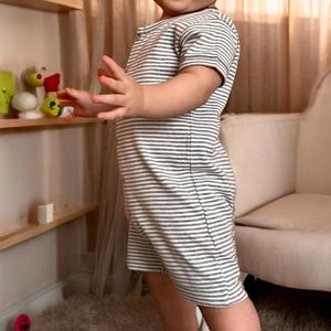 Baby rompertje OrganicEra biologische babyromper, gestreept