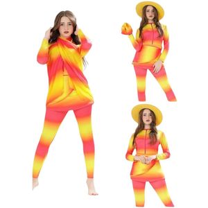 Burkini, Boerkini, Islamitische badpak rood-geel maat M