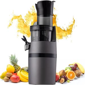 V&M Healthy Slowjuicer - Juicer - Groenten- en Fruitpers - 800 ml - BPA vrij - Brede XL 78mm invoer - Antraciet