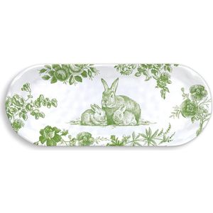 Pasen - Serveerschaal Schaal met konijntjes en haas - 40 x 16 cm - onbreekbaar