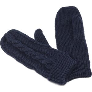 Donkerblauwe gebreide wanten - voor dames - maat S/M - donkerblauwe handschoenen - acryl - one size - STUDIO Ivana