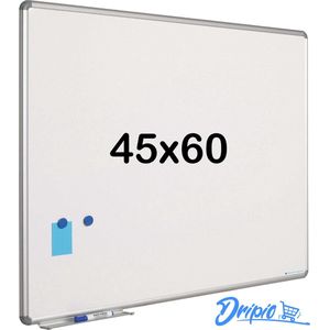 Whiteboard 45x60 cm - Emailstaal - Magnetisch - Magneetbord - Memobord - Planbord - Schoolbord - inclusief montageset