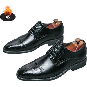 Nivard Nette Schoenen Heren - Business Schoenen - Bruiloft - Kantoorschoenen - Met Veters - Zwart - Maat 45