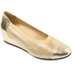 Tweekleurige lederen comfort wijdte ballerina's