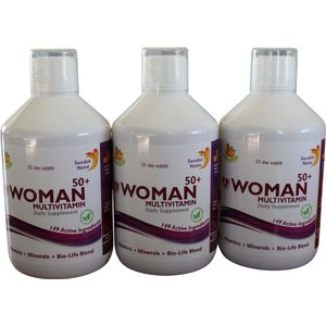 Triple pack Woman 50+ Multivitaminen is een unieke mix van vitaminen en mineralen. Al deze ingrediënten en nutriënten zorgen voor een verbetering van energie en uithoudingsvermogen. Deze blend Woman 50+ Multivitaminen valt onder de