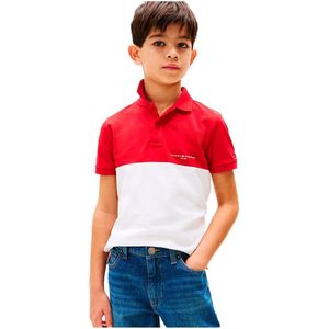Tommy Hilfiger Colourblock Mini Cropped Korte Mouw Poloshirt Rood 8 Years Jongens