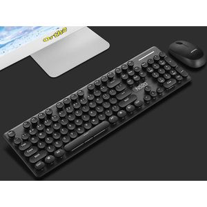 Ortho® Draadloos Toetsenbord en Muis - Toetsenbord - Incl Batterijen - Muis Draadloos - Gaming - Bluetooth - Ronde Toetsen - Compact - Zwart