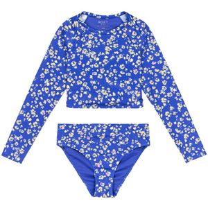Roxy Shadow Floral Crop Lycra Bikini Blauw 14 Years Meisjes