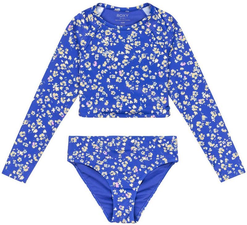 Roxy Shadow Floral Crop Lycra Bikini Blauw 14 Years Meisjes