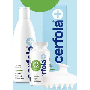 Voordeelset Optimaal - Cerfola® Folate Infused Care - Shampoo 200ml - Conditioner 200ml - Supplement 60 Capsules - Massageborstel