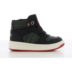 SJ jongens schoenen - zeer hippe en stoere hoge sneaker schoenen voor jongens - stevige grip - met ritssluiting en veters - khaki kleur - maat 23