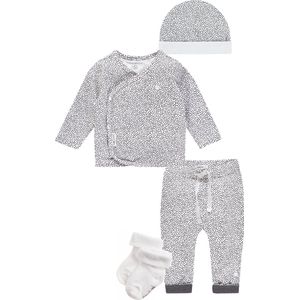 Noppies - kledingset - Broek Kirsten wit met stip - Shirt Hannah - Muts - 1 paar sokken wit - Maat 56