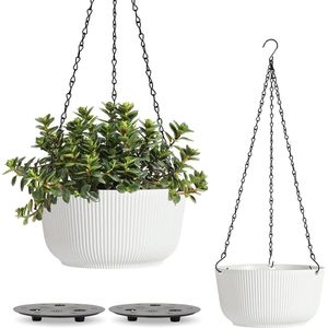 22 cm hangende plantenbakken mand, indoor hangende potten voor planten, plantencontainers met afvoergat, plantenpot voor hangende planten, pack 2, hangende bloempot
