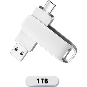 Usb stick 1 tb - Perfect Speed - Zilver - Dual Port - USB 3.2 - USB C - Hoge snelheid - 3 jaar garantie