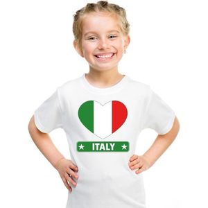 Italie hart vlag t-shirt wit jongens en meisjes 110/116