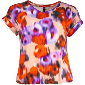NED T-shirt Nox P Ss Blurred Flowers Tricot 24s2 Bb107 01 500 Red Dames Maat - M