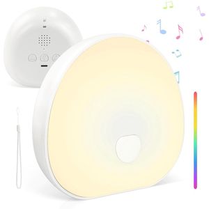 White Noise Machine - Draagbare Wit Geluid met 7 Kleuren Nachtlampje voor Baby, Kalmerende Muziek, Timerinstellingen, Oplaadbare Batterij, Type-C, Geschikt voor Volwassenen en Baby's