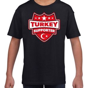 Turkey supporter schild t-shirt zwart voor kinderen - Turkije landen shirt / kleding - EK / WK / Olympische spelen outfit 134/140